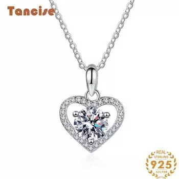 Tancision S925 стерлингового серебра Муассанит Роскошное индивидуальное ожерелье с подвеской женское классическое ожерелье прилив вечерние подарок 1CT серебряный