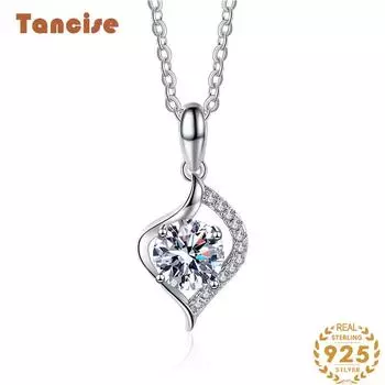 Tancision S925 стерлингового серебра Муассанит Роскошное индивидуальное ожерелье с подвеской женское классическое ожерелье прилив вечерние подарок 1CT серебряный