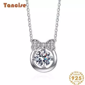 Tancision S925 стерлингового серебра Муассанит Роскошное индивидуальное ожерелье с подвеской женское классическое ожерелье прилив вечерние подарок 1CT серебряный