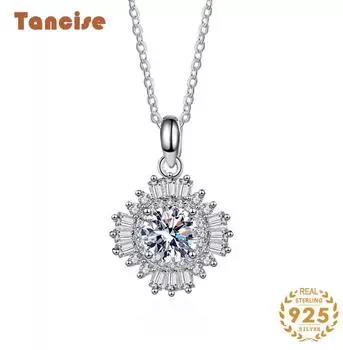 Tancision S925 стерлингового серебра Муассанит Роскошное индивидуальное ожерелье с подвеской женское классическое ожерелье прилив вечерние подарок 1CT серебряный