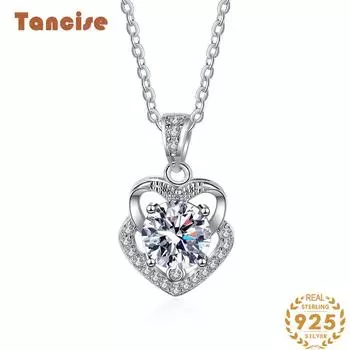 Tancision S925 стерлингового серебра Муассанит Роскошное индивидуальное ожерелье с подвеской женское классическое ожерелье прилив вечерние подарок 1CT серебряный