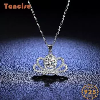 Tancision S925 стерлингового серебра Муассанит Роскошное индивидуальное ожерелье с подвеской женское классическое ожерелье прилив вечерние подарок 1CT серебряный
