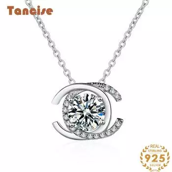 Tancision S925 стерлингового серебра Муассанит Роскошное индивидуальное ожерелье с подвеской женское классическое ожерелье прилив вечерние подарок 1CT серебряный