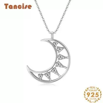 Tancision S925 стерлингового серебра, светлое роскошное ожерелье с подвеской в виде луны, женское модное универсальное ожерелье серебряный