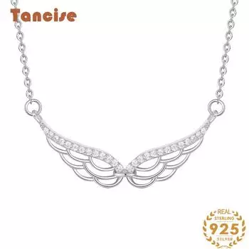 Tancision S925 стерлингового серебра, светлое роскошное здание, пустое ожерелье с подвеской в виде крыла ангела, женская индивидуальность, милая цепочка на ключицу серебряный