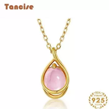 Tancision S925 стерлингового серебра, светлый роскошный ажурный кулон, женское модное универсальное ожерелье 8*6, розовый кристалл розовый