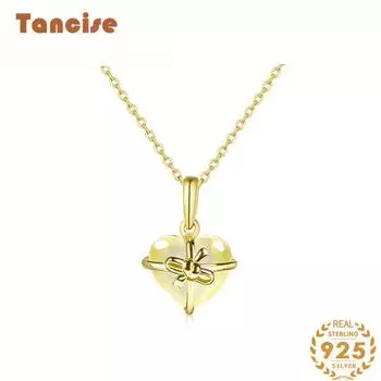 Tancision S925 стерлингового серебра, светлый роскошный ажурный кулон, ожерелье, женская мода, универсальное ожерелье 10*9, розовый кристалл жёлтый