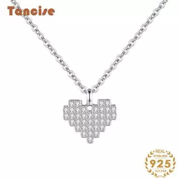 Tancision стерлингового серебра 925 пробы, полное ожерелье Love, женское корейское ожерелье на ключице, индивидуальное ожерелье с подвеской в виде милого сердца серебряный