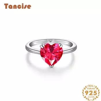 Танциз 10*10 ювелирные изделия S925 серебро женская мода персонализированное простое универсальное кольцо в форме сердца 5 белый