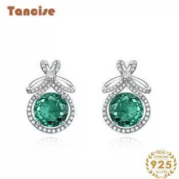 Танциз 10*10Ювелирные серьги с высокоуглеродистыми бриллиантами, инкрустированные круглыми бриллиантами диаметром 10 мм, простые серьги с сотней башен, свежие серьги S925, серебро. синий