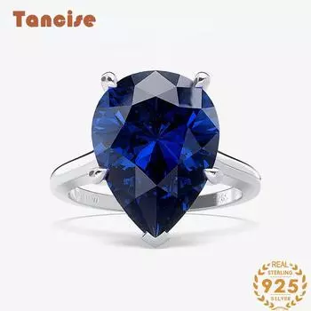 Танциз 10 * 14 S925 Серебряный циркон 10 карат Обручальное кольцо с каплей воды 5 белый