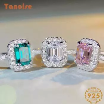 Танциз, 3 цвета, S925, чистое серебро, женский 2-каратный мешок для кубиков сахара, высокое качество, цвет, сокровище, высокоуглеродистый палец 5 розовый