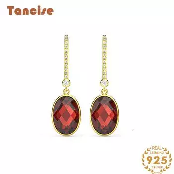 Танциз 7*11, покрытый настоящим золотом, простая индивидуальность, прекрасная девичья мода, универсальный и элегантный темперамент, украшения с ушными крючками, серебряные украшения. красный