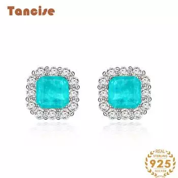 Танциз 7*7 Ювелирные изделия Серьги Параиба из стерлингового серебра Ювелирные изделия для женщин. синий