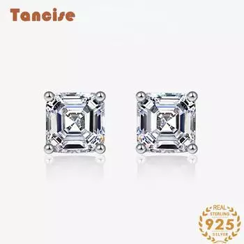 Танциз 7*7 ювелирных изделий с четырьмя когтями, инкрустированные пагодой, цирконовые серьги для женщин, модный джокер. белый