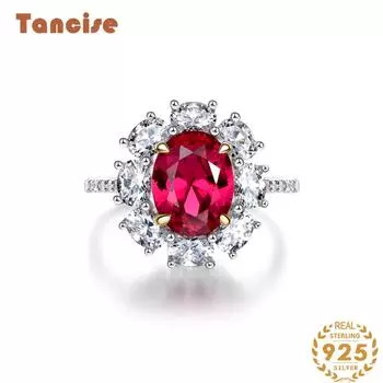 Танциз 7*9 ювелирных изделий с высоким синтетическим красным драгоценным камнем, женское кольцо из стерлингового серебра 925 пробы, изысканное инкрустированное кольцо. 5 красный