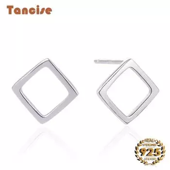 Танциз из натурального стерлингового серебра 925 пробы, ювелирные изделия, серьги-гвоздики для женщин, серьги геометрической формы, ювелирные изделия, подарок для свадебной вечеринки