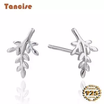 Танциз модные серьги-гвоздики из стерлингового серебра 925 пробы в форме листа серьги для женщин изящные украшения свадебные вечерние подарки s