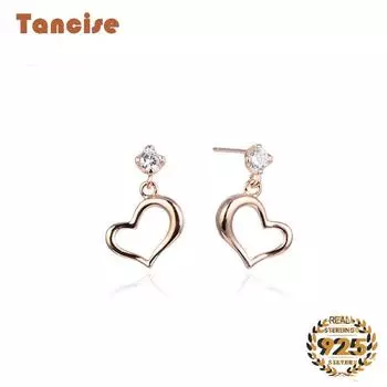 Танциз модные серебряные серьги с цирконом в форме сердца, драгоценные камни, серьги-капли, ювелирные изделия для женщин, подарок на свадьбу