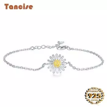 Танциз модный серебряный 925 ювелирный браслет для женщин в форме цветка браслеты-цепочки для украшения свадебных вечеринок подарки