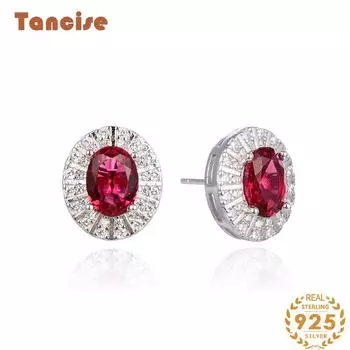 Танциз Ретро Темперамент Простые серьги-гвоздики из серебра 925 пробы с инкрустацией цирконом геометрические овальные серьги-гвоздики в подарок