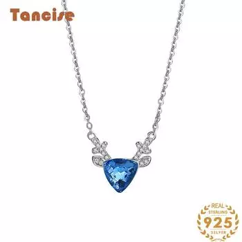 Танциз S925 стерлингового серебра Роскошное индивидуальное ожерелье с подвеской женское классическое ожерелье прилива синий