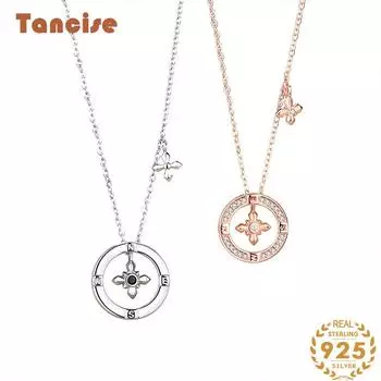 Танциз S925 стерлингового серебра Роскошное индивидуальное ожерелье с подвеской женское классическое ожерелье прилива серебряный