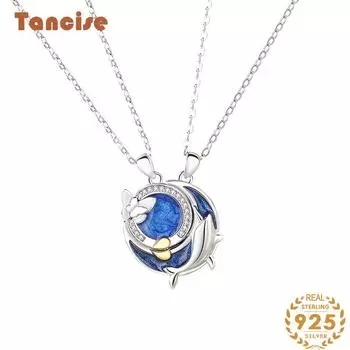 Танциз S925 стерлингового серебра Роскошное индивидуальное ожерелье с подвеской женское классическое ожерелье прилива WOMEN серебряный