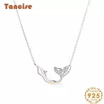 Танциз S925 стерлингового серебра Роскошное индивидуальное ожерелье с подвеской женское классическое ожерелье прилива серебряный