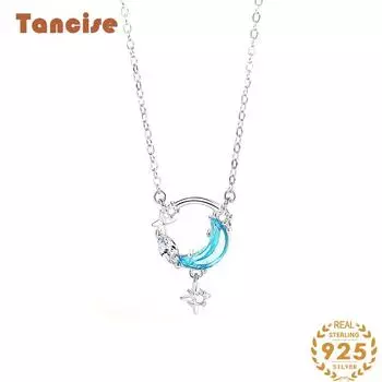 Танциз S925 стерлингового серебра Роскошное индивидуальное ожерелье с подвеской женское классическое ожерелье прилива серебряный
