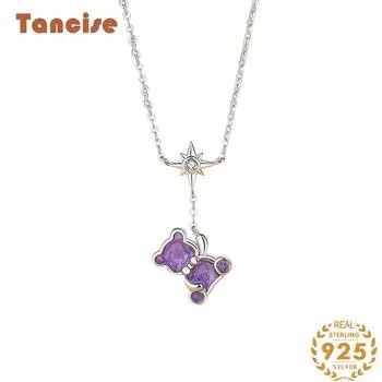 Танциз S925 стерлингового серебра Роскошное индивидуальное ожерелье с подвеской женское классическое ожерелье прилива розовый