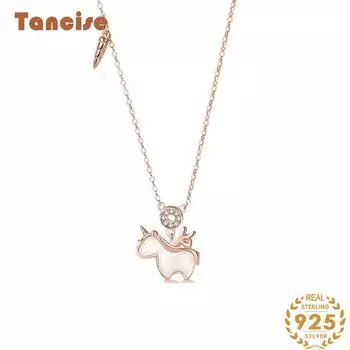 Танциз S925 стерлингового серебра Роскошное индивидуальное ожерелье с подвеской женское классическое ожерелье прилива серебряный