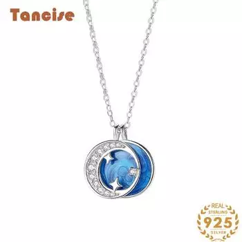 Танциз S925 стерлингового серебра Роскошное индивидуальное ожерелье с подвеской женское классическое ожерелье прилива серебряный