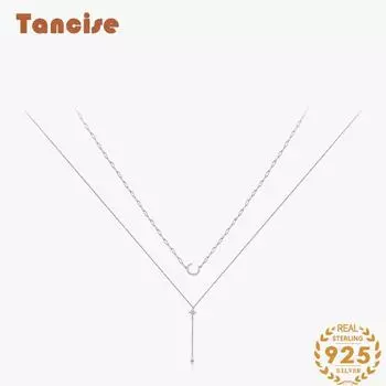 Танциз S925 стерлингового серебра Роскошное индивидуальное ожерелье с подвеской женское классическое ожерелье прилива серебряный