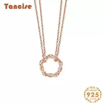 Танциз S925 стерлингового серебра Роскошное индивидуальное ожерелье с подвеской женское классическое ожерелье прилива розового золота