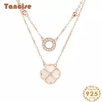 Танциз S925 стерлингового серебра Роскошное индивидуальное ожерелье с подвеской женское классическое ожерелье прилива серебряный