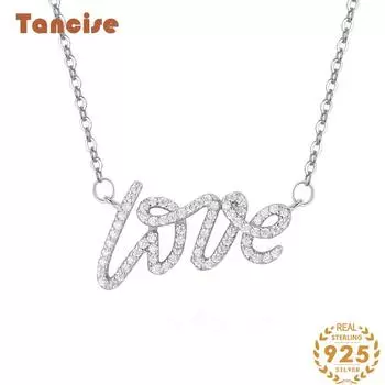 Танциз S925 стерлингового серебра, светлое роскошное романтическое любовное письмо, кулон, ожерелье, корейская версия, слегка инкрустированная цепочкой на ключице серебряный