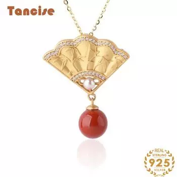 Танциз Стерлингового Серебра 925 Классическое Женское Агатовое Ожерелье Кулон Циркон Модный Подарок