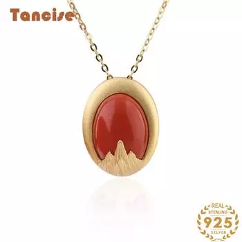 Танциз Стерлингового Серебра 925 Классическое Женское Агатовое Ожерелье Кулон Циркон Модный Подарок