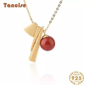 Танциз Стерлингового Серебра 925 Классическое Женское Агатовое Ожерелье Кулон Циркон Модный Подарок
