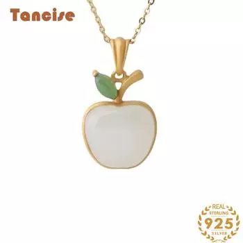Танциз Стерлингового Серебра 925 Классическое Женское Нефритовое Ожерелье Кулон Циркон Модный Подарок