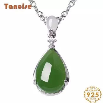 Танциз Стерлингового Серебра 925 Классическое Женское Нефритовое Ожерелье Кулон Циркон Модный Подарок