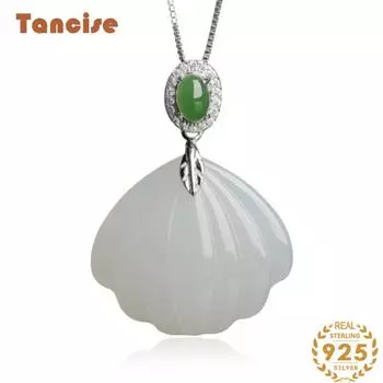 Танциз Стерлингового Серебра 925 Классическое Женское Нефритовое Ожерелье Кулон Циркон Модный Подарок