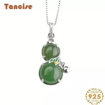 Танциз Стерлингового Серебра 925 Классическое Женское Нефритовое Ожерелье Кулон Циркон Модный Подарок