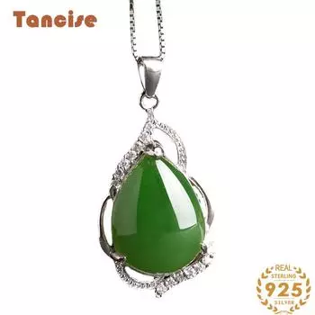 Танциз Стерлингового Серебра 925 Классическое Женское Нефритовое Ожерелье Кулон Циркон Модный Подарок