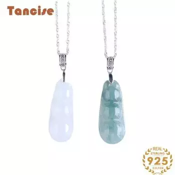 Танциз Стерлингового Серебра 925 Классическое Женское Нефритовое Ожерелье Кулон Циркон Модный Подарок