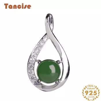 Танциз Стерлингового Серебра 925 Классическое Женское Нефритовое Ожерелье Кулон Циркон Модный Подарок