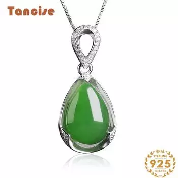 Танциз Стерлингового Серебра 925 Классическое Женское Нефритовое Ожерелье Кулон Циркон Модный Подарок