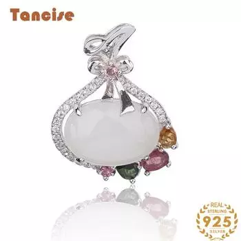 Танциз Стерлингового Серебра 925 Классическое Женское Нефритовое Ожерелье Кулон Циркон Модный Подарок