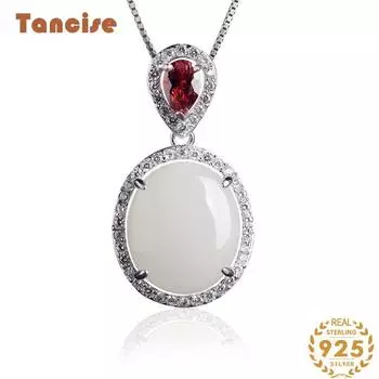 Танциз Стерлингового Серебра 925 Классическое Женское Нефритовое Ожерелье Кулон Циркон Модный Подарок